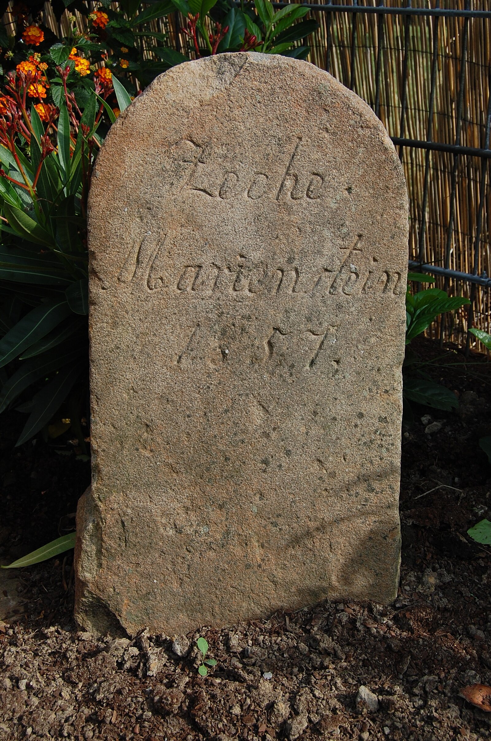 Stein mit Aufschrift Zeche Marienstein 1857