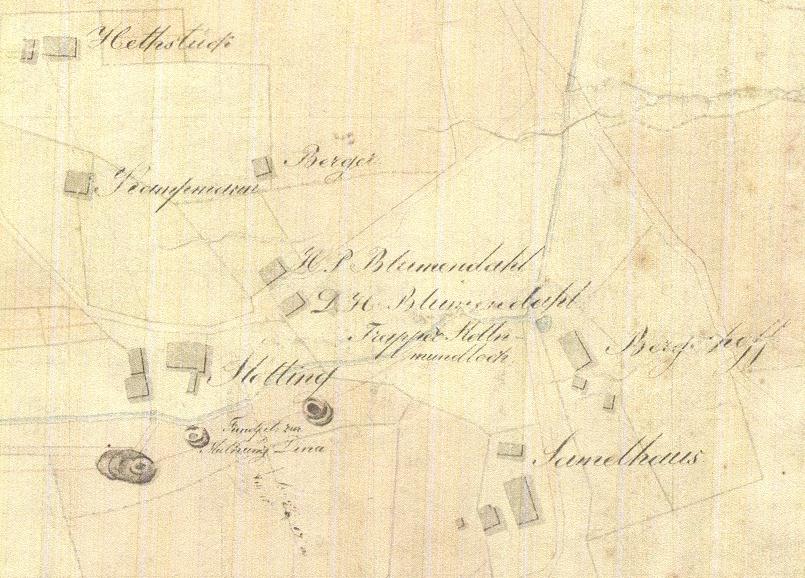 Historische Karte mit Bergwerken in Oberwengern.